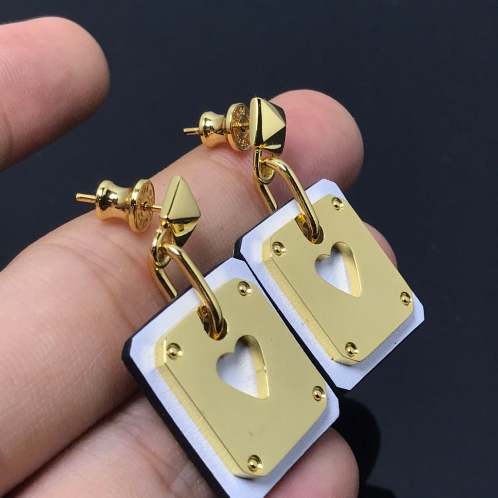 Hermes As De Celine White 18K Gold Earrings
