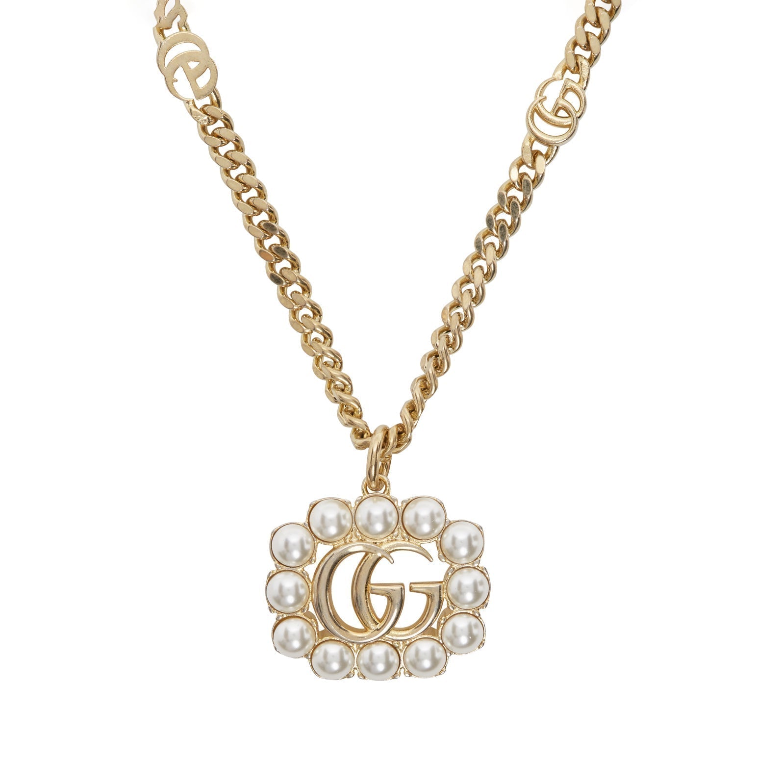 Gucci Double Pearl Double Gucci 18K Gold Necklace