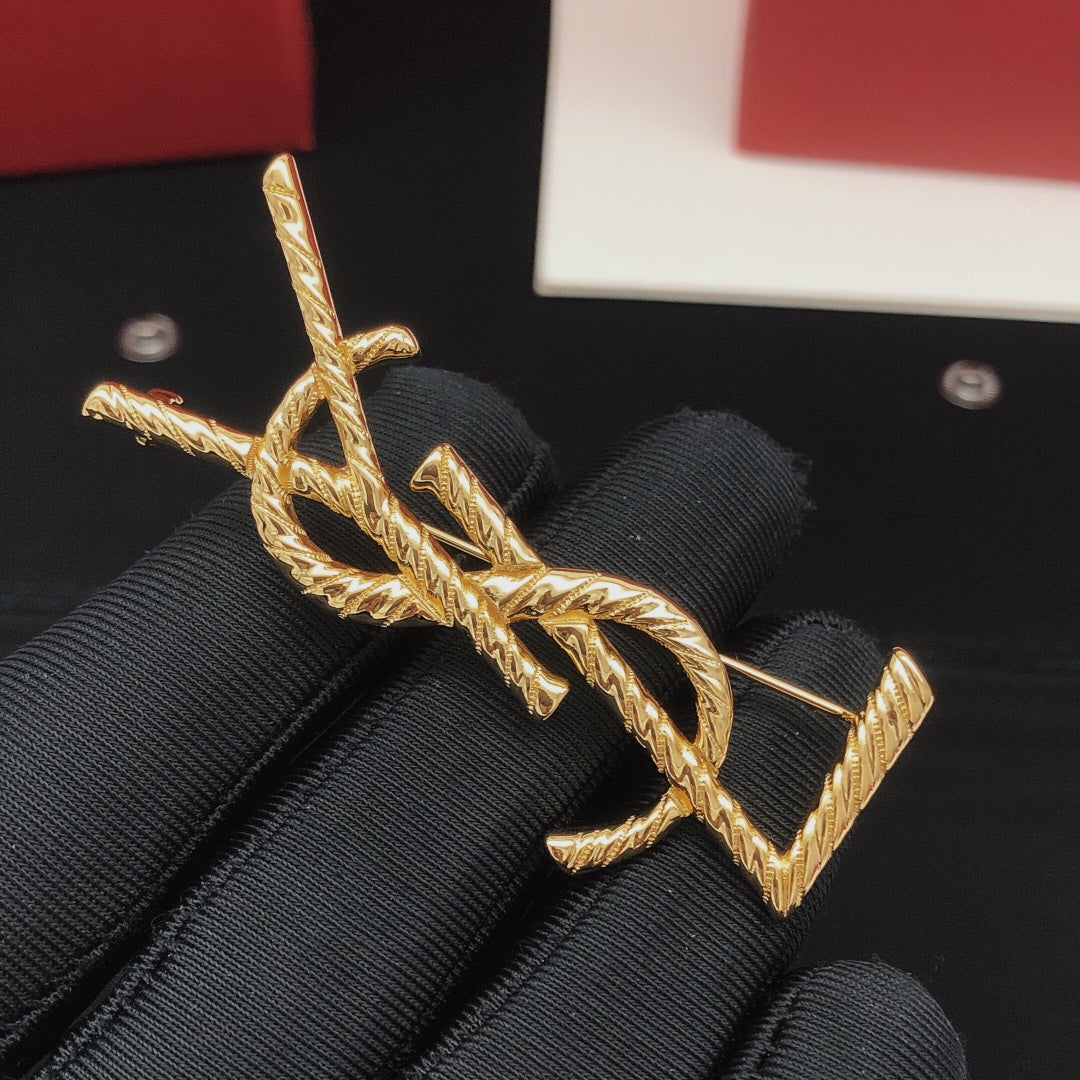 YSL Gold 18K Gold Brooch
