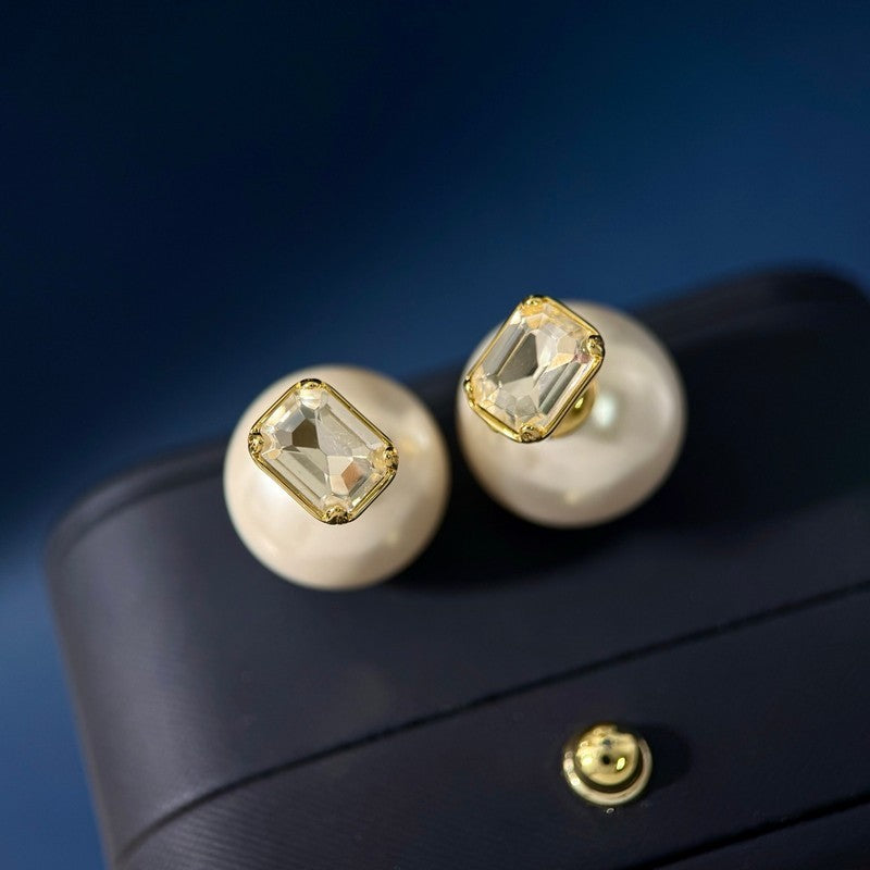 Dior Pearl Crystal 18K Gold Earrings