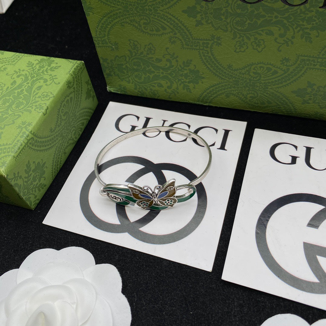 Double Gucci Interlocking Gucci & Butterfly Bracelet