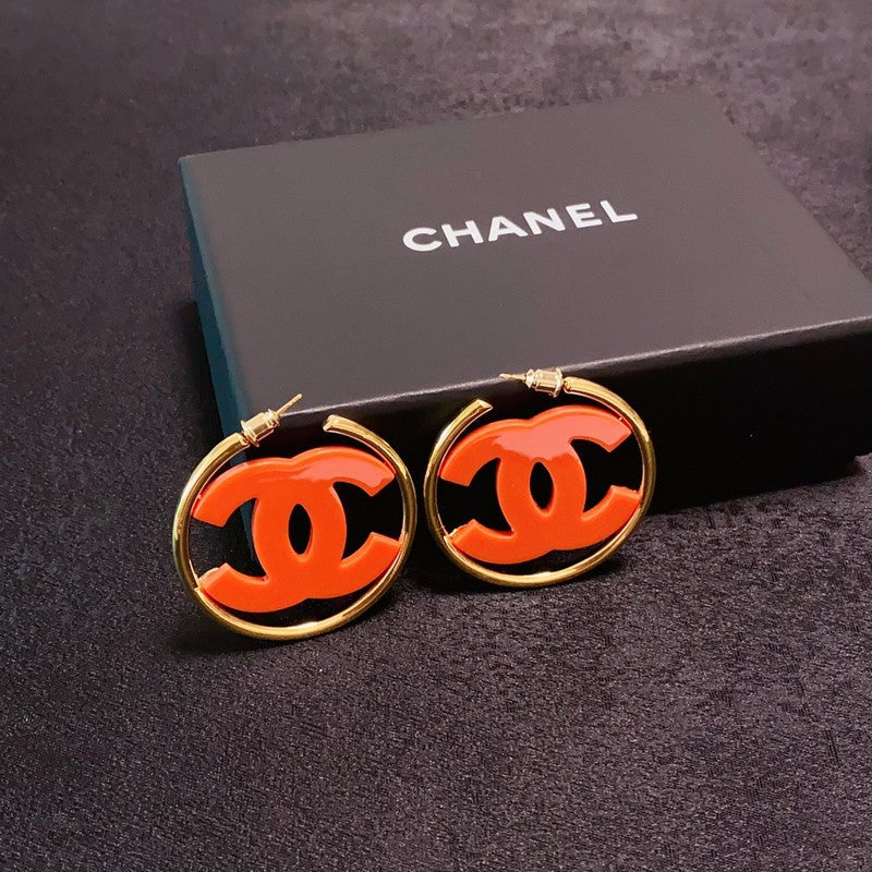 Chanel Color Logo 18K Gold Earrings