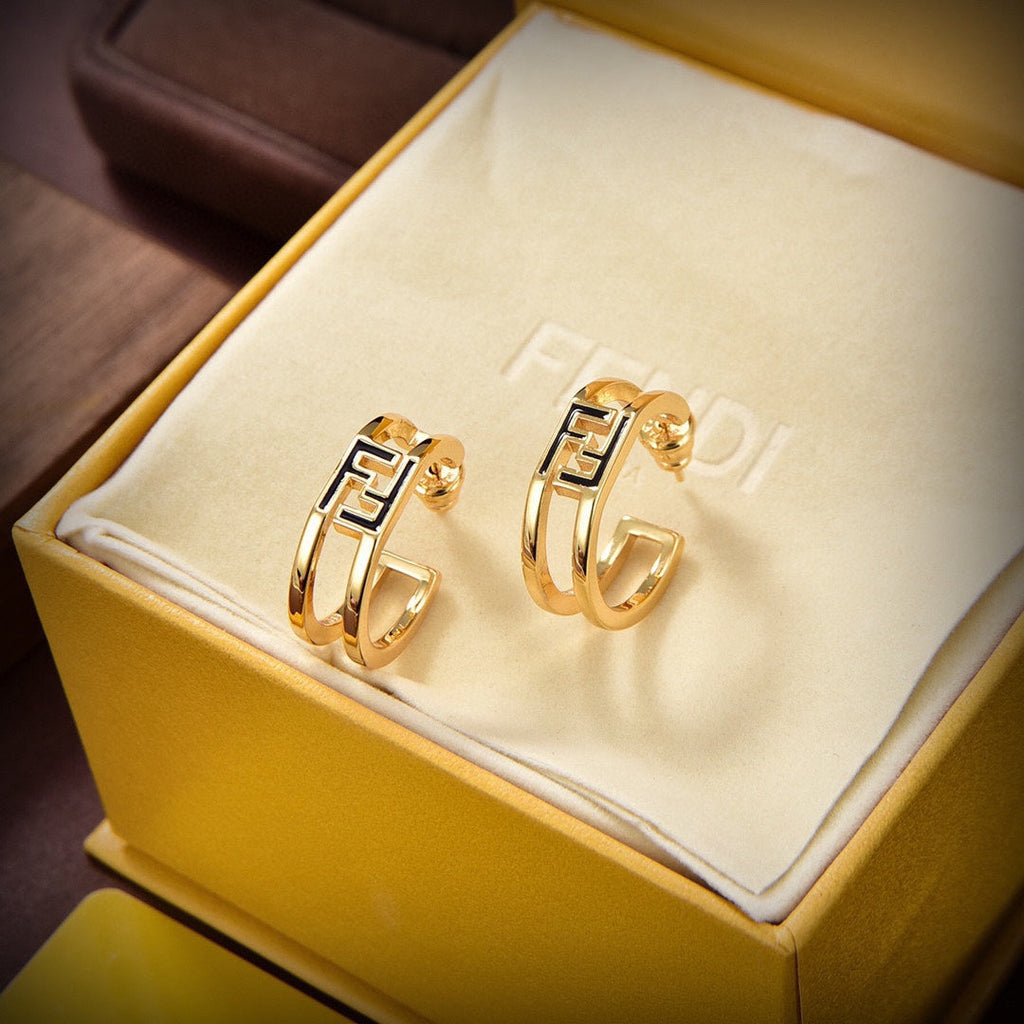 Fendi Forever Oval 18K Gold Earrings